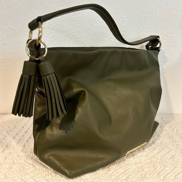 Anne Klein Green Hobo Bag with Elegant Hardware - Picture 2 of 4